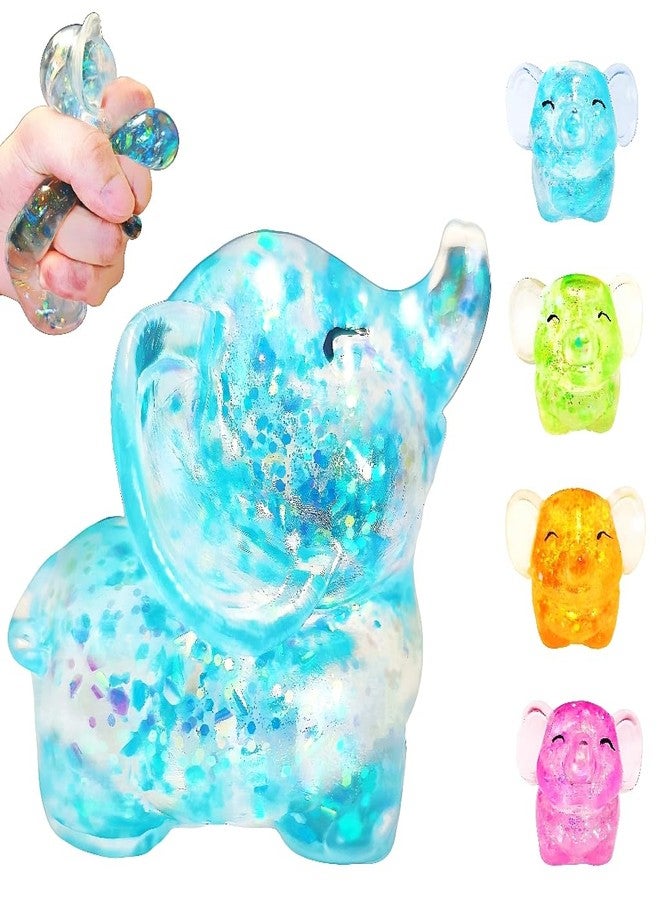 EVDERS 1Pcs Elephant Squishy Fidget Toys Squishy Stress Balls for Adults Sugar Stress Ball Sensory Toys Stress Relief Toy Squeeze Ball Party Favors for Kids, Easter Basket Stuffers (Blue) - Image 1